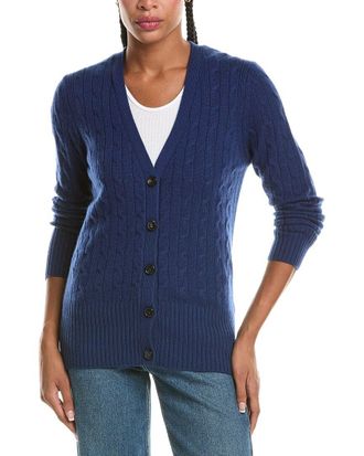 N.Peal N. PEAL Clara Cable V-Neck 100% Cashmere Cardigan