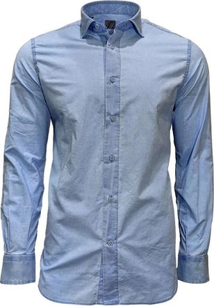 Mazzarelli Linea Slim Fit Shirt - Heren - Casual Overhemden - Blauw - M - Overhemden