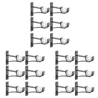 OEM Soportes Sencillos Para Barras De Cortina, De Aleaci&oacute;n De Aluminio, Soportes Resistentes (negro), Juego De 18 Piezas