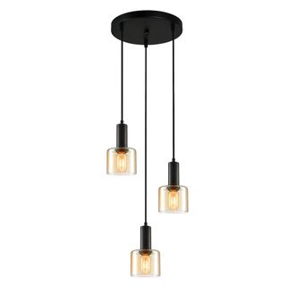 Netlighting Santia Modern 3 Light Cluster Pendant Ceiling Light E27 in Black