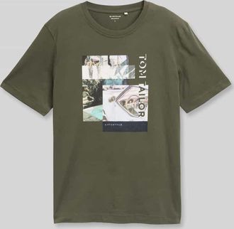 Tom Tailor Regular Fit T-Shirt aus reiner Baumwolle in Oliv, Gr&ouml;&szlig;e XXXL