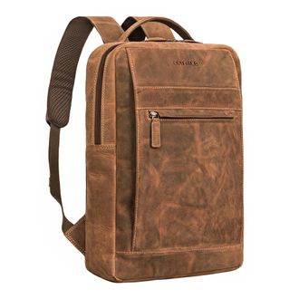 STILORD Heiko Leather Laptop Backpack 15.6 inch Vintage Genuine Leather Backpack Ladies and Gents Work Backpack with Anti Theft Compartments for Office, Teach