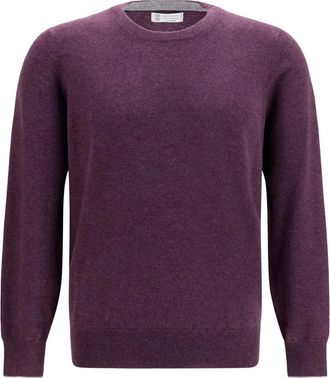 Brunello Cucinelli Jersey de Cuello Redondo de Cachemira - Knitwear - Hombre - P&uacute;rpura - 3XL