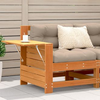 vidaXL Sof&aacute; De Jard&iacute;n Con Reposabrazo Mesa Auxiliar Madera Pino Marr&oacute;n Vidaxl