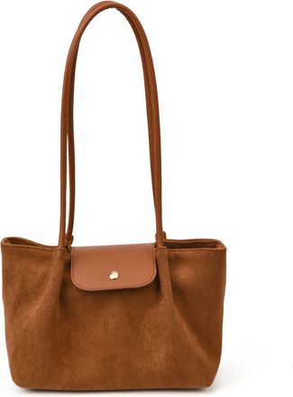 Generic Cymwer Faux Suede Retro Shoulder Bag All-Match Underarm Bag Work Handbag (Light Brown)