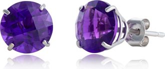 MAX + STONE 10k Yellow or White Gold 8mm Round Cut Gemstone Birthstone Stud Earrings