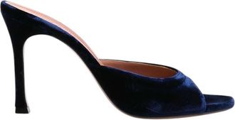 Amina Muaddi Blue Alexa Velvet Heels