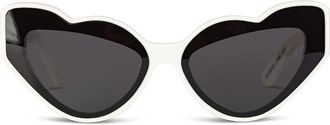Fiorucci Heart-Shaped White Acetate Sunglasses With Black Lenses