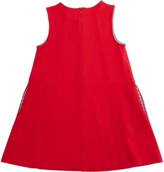 Max & Co. Girls Sleeveless Crew Neck Dress, Red Viscose Blend