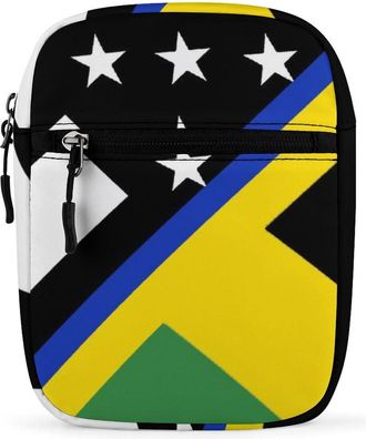 Generic Blue Line U.S. Jamaican Flag Trendy Crossbody Bag for Men Women Small Satchel Men Sling Adjustable Shoulder Strap Messenger