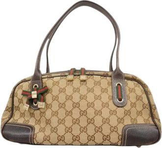 Gucci Pre-owned Handbags, female, Beige, Size: ONE SIZE Pre-owned Canvas Handbag