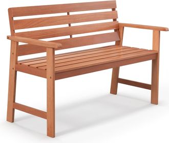 Costway Costway - Banco De Jard&iacute;n De Madera, Banco Jardin Exterior De 2 Asientos Listones Transpirables Y Respaldo Inclinado, Sof&aacute; De 2 Plazas Ergon&oacute;mico Para