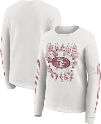 WEAR by Erin Andrews Womens WEAR by Erin Andrews White San Francisco 49ers Graphic Waffle Long-Sleeve T-Shirt at Nordstrom, Size Xx-Large