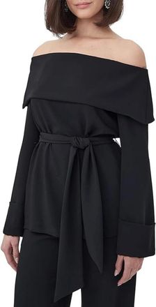 Trina Turk Lyndi Top Womens Black Off-the-Shoulder Tie Waist Long Sleeve JDM2327