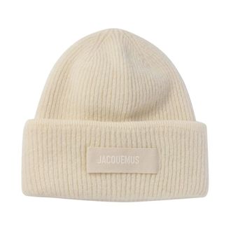 Jacquemus Accessoires, Dames, Wit, ONE Size, Wol, Witte Gros Grain Beanie Hoed