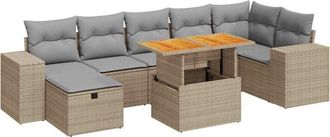 vidaXL Set Sof&aacute;s Jard&iacute;n Y Cojines 5 Pzas Rat&aacute;n Sint&eacute;tico Acacia Beige Vidaxl
