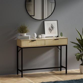 Vicco Mesa Consola Lennox, Roble, 100 X 75 Cm Con 2 Cajones