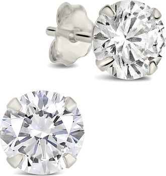 Sterling Forever Silver Cz 6Mm Statement Stud Earrings
