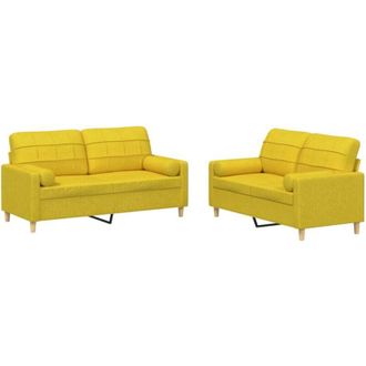 vidaXL Vidaxl - Juego De Sof&aacute;s Con Cojines 2 Piezas Tela Amarillo Claro