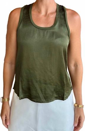 bobi Racerback Silk Tank Top In Hunter Green