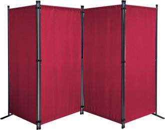 Quick-Star Quick-star - Paravent 4 Teilig 165 X 220 Cm Stoff Raumteiler Trennwand Balkon Sichtschutz Stellwand Faltbar Rubinrot