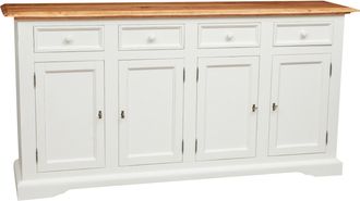 Biscottini International Biscottini - Alacena Country De Madera Maciza De Tilo Estructura Blanca Envejecida Con Tope Acabado Con Efecto Natural L202xpr45xh103 Cm