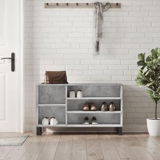 vidaXL Shoe Cabinet Concrete Grey 102x36x60 cm Engineered Wood Vidaxl