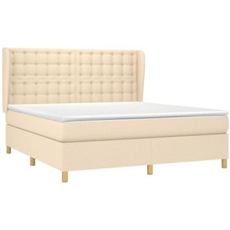 vidaXL Vidaxl - Cama Box Spring Con Colch&oacute;n Tela Color Crema 160x200 Cm