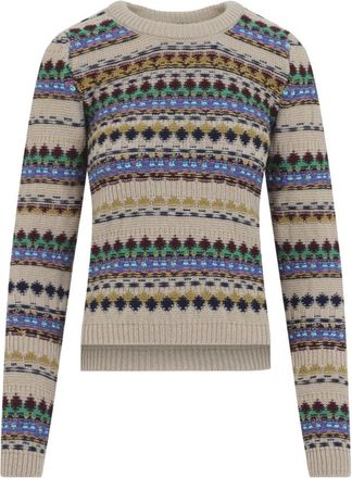 Dries Van Noten Tedd Trui - Dames - Ronde hals truien - Beige - XS - Wol - Truien & Vesten
