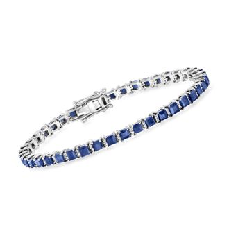 Ross-Simons Sapphire and. Diamond Tennis Bracelet in Sterling Silver