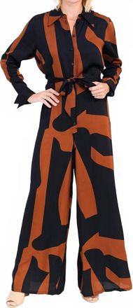 Corey Lynn Calter Calista Long Sleeve Jumpsuit In Mocha Brown