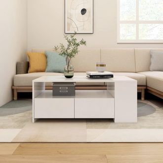 Berkfield Home Coffee Table White 102x55x42 cm Engineered Wood | Size: 102 x 55 x 42 cm