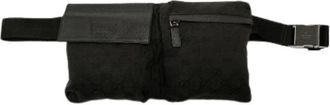 Gucci Pre-owned GG Canvas Double Pocket - Dames - Vintage Heuptassen - Zwart - ONE Size - Leer - Vintage
