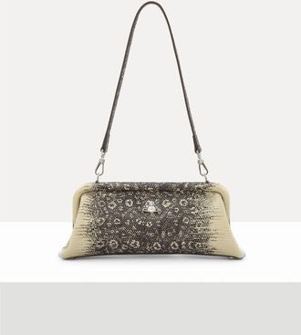 Vivienne Westwood Jane Frame Purse Lizard-effect Emboss Charcoal-cream