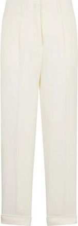 PESERICO Recht Gesneden Broek - Dames - Vrijetijds broeken - Wit - XL - Katoen - Broeken