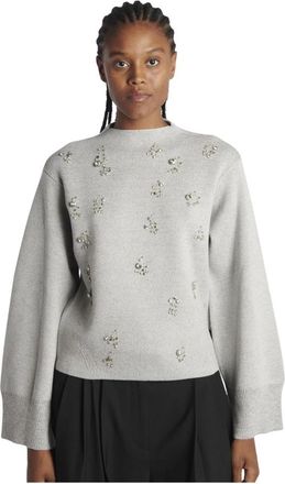 3.1 Phillip Lim Merino Wol Trui met Versieringen - Dames - Ronde hals truien - Blauw - S - Wol - Truien & Vesten