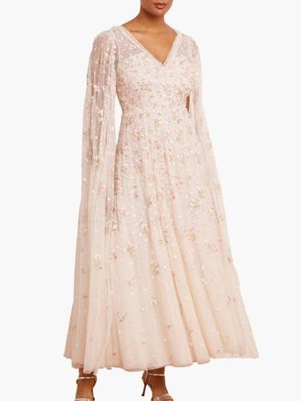 Needle & Thread Dahlia Ditsy Ankle Gown in Cream at Nordstrom, Size 18