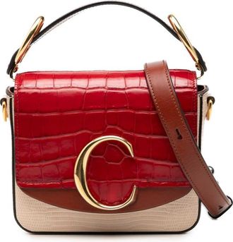 Chlo&eacute; Pre-owned Chloe Mini Bicolor Croc Embossed Calfskin C Satchel Ladies A0531WLSMG1DOCDJ
