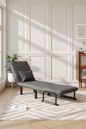 H&O Direct Adjustable Grey Lounge & Sofa Bed with Pillow