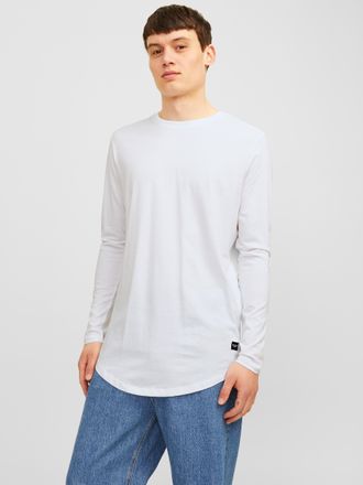 Jack & Jones Langarmshirt JACK & JONES NOA TEE, Herren, Gr. L, weiss (wei&szlig;), Jersey, Obermaterial: 100% Baumwolle, bequem normal, Rundhals, Shirts Langarmshirt