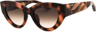Roberto Cavalli Sunglasses Cat Eye Full Rim, Shiny Dark Havana Frame And Light Brown Gradient Lens Src009M02Bv