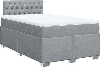 vidaXL Box Spring Bed with Mattress Light Grey 120x190 cm Fabric Vidaxl