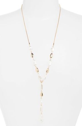 Nordstrom Baroque Faux Pearl Y-Necklace in Clear- White- Gold at Nordstrom