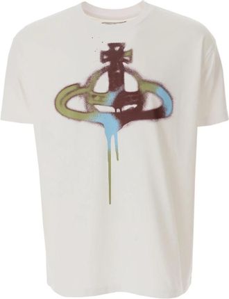 Vivienne Westwood Spray Orb Classic T-shirt - Heren - T-shirts - Wit - XL - Katoen - Tops
