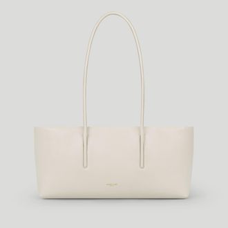 DeMellier The Stockholm Shoulder in Chalk Fine Grain Leather Shoulder bag