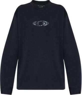 Maison Margiela Perforated Long Sleeve Sweater - Dames - Sweatshirts - Blauw - XS - Polyester - Hoodies & sweatvesten