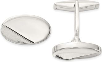 Diamond2Deal Sterling Silver Polished and Textured Oval Cuff Links