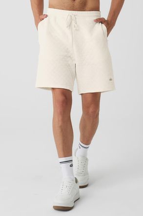 Alo | Quilted Stadium Short in Ivory White, Size: 2XL