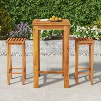 vidaXL Mesa Y Taburetes Altos De Jard&iacute;n 3 Pzas Madera Maciza Acacia Vidaxl