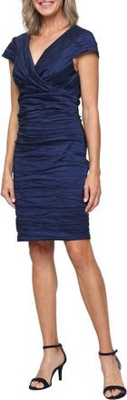 Alex Evenings Crinkle Stretch Taffeta Cocktail Sheath Dress in Navy at Nordstrom, Size 12